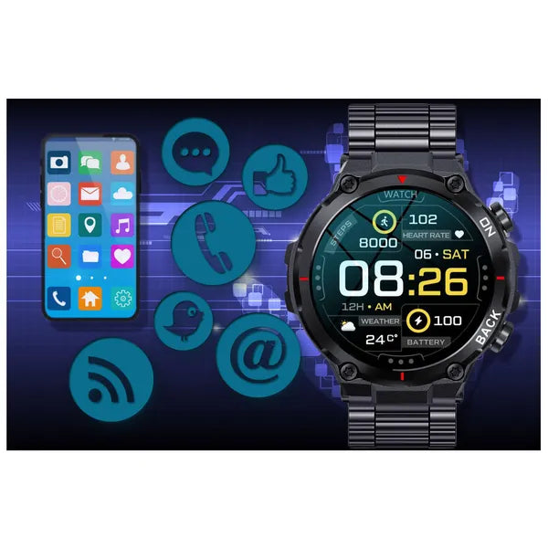 Gravity GT8-2 férfi GPS okosóra 1.32” IPS kijelzővel acélszíjjal IP67