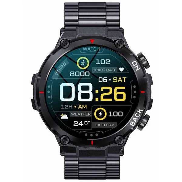 Gravity GT8-2 férfi GPS okosóra 1.32” IPS kijelzővel acélszíjjal IP67