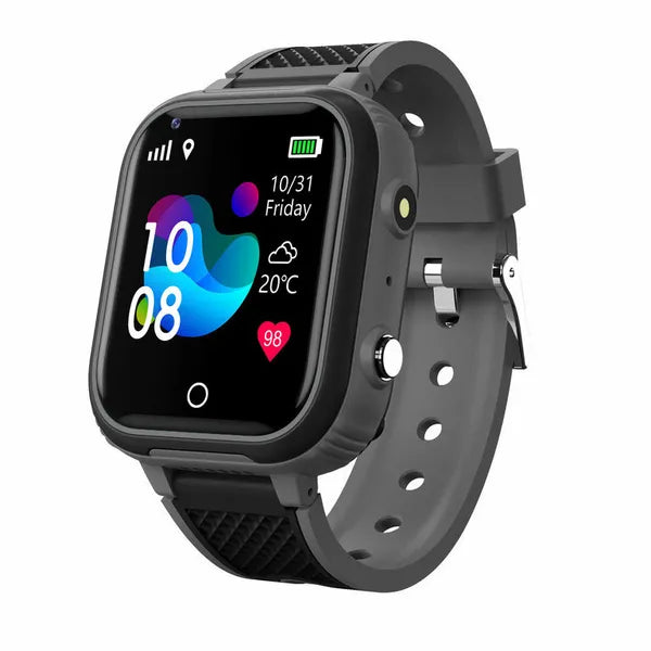 Gyerek okosóra GPS-szel, 4G SIM-es, IP67 vízálló, 1,32" kijelző, fekete