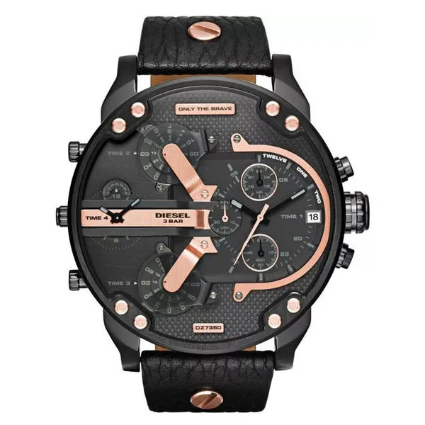 Diesel Mr. Daddy 2.0 férfi karóra, 51 mm, kvarc, fekete bőr szíj