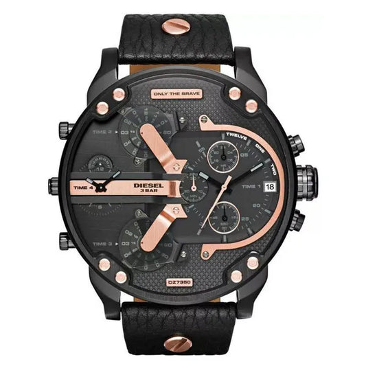 Diesel Mr. Daddy 2.0 férfi karóra, 51 mm, kvarc, fekete bőr szíj