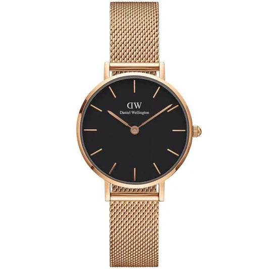 Daniel Wellington Petite Melrose női karóra 28 mm, rozéarany, fekete számlap