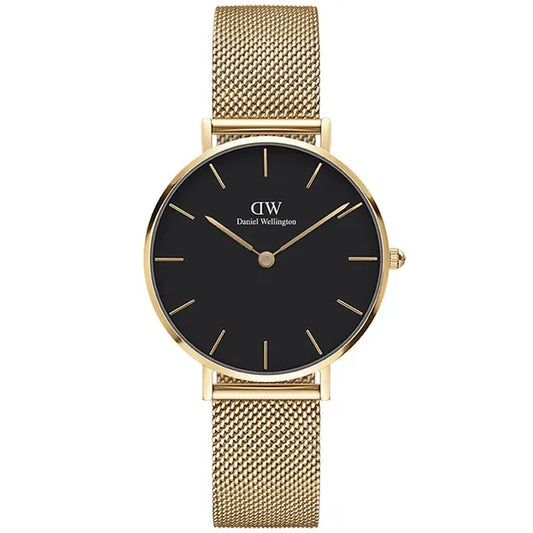 Daniel Wellington Petite Evergold női karóra, 28 mm, fekete számlap, arany acél
