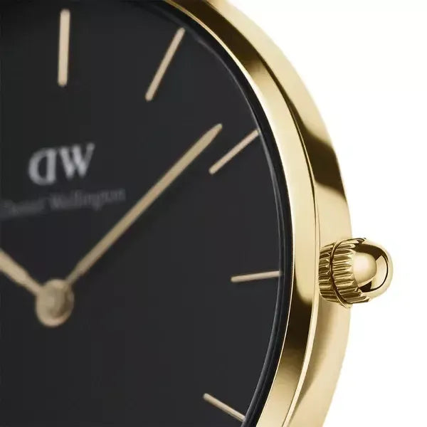 Daniel Wellington Petite Evergold női karóra, 28 mm, fekete számlap, arany acél