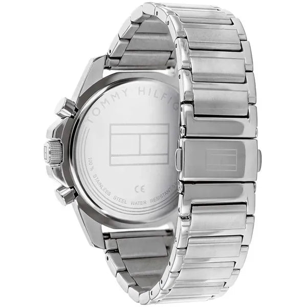Tommy Hilfiger Mason férfi karóra, acél szíj, 46 mm, WR30, kék számlap