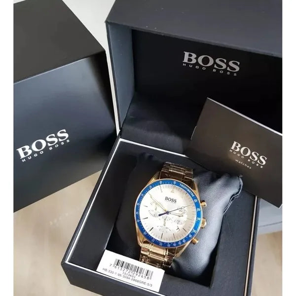 Hugo Boss Trophy 44 mm aranyszínű rozsdamentes acél férfi kronográf karóra