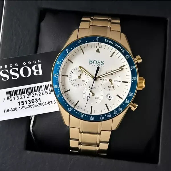 Hugo Boss Trophy 44 mm aranyszínű rozsdamentes acél férfi kronográf karóra