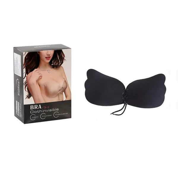 Öntapadó push-up melltartó A kosár, fekete, pánt nélküli