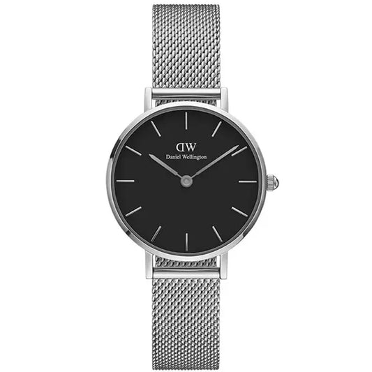 Daniel Wellington Petite Sterling női karóra, 28 mm, fekete számlap, ezüst