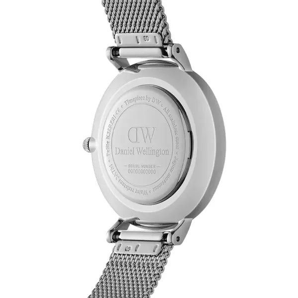 Daniel Wellington Petite Sterling női karóra, 28 mm, fekete számlap, ezüst