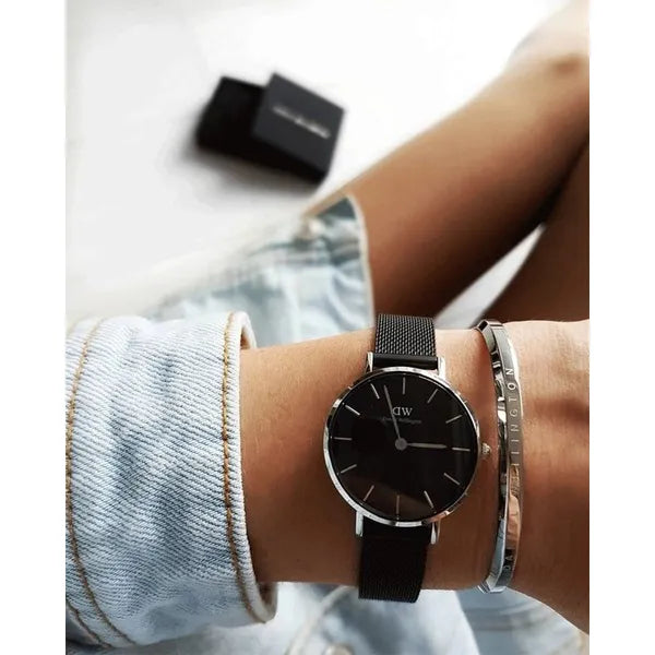 Daniel Wellington Petite Ashfield női karóra 28mm, fekete/ezüst, acél