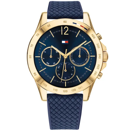 Tommy Hilfiger Haven női karóra 40 mm, arany tok, kék szilikon szíj