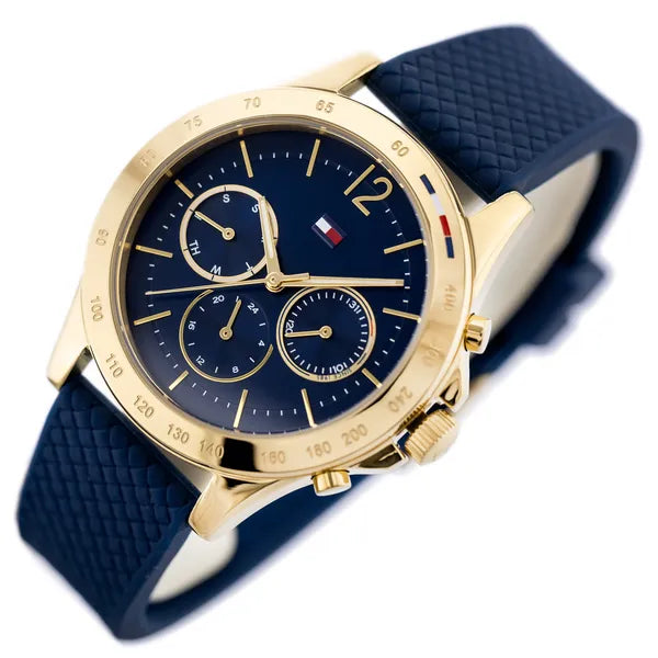Tommy Hilfiger Haven női karóra 40 mm, arany tok, kék szilikon szíj