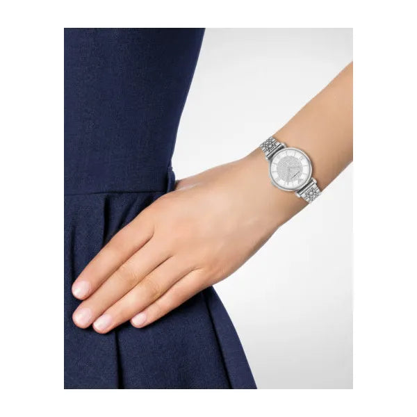 Emporio Armani Gianni T-Bar női karóra, 32 mm, ezüst acél, WR30
