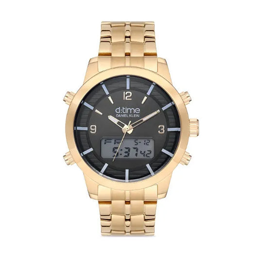 Daniel Klein férfi karóra D:Time 12641-6, arany-fekete, 46 mm, quartz