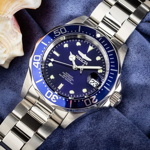 Invicta Pro Diver férfi automata karóra 40 mm, WR200, nemesacél, kék