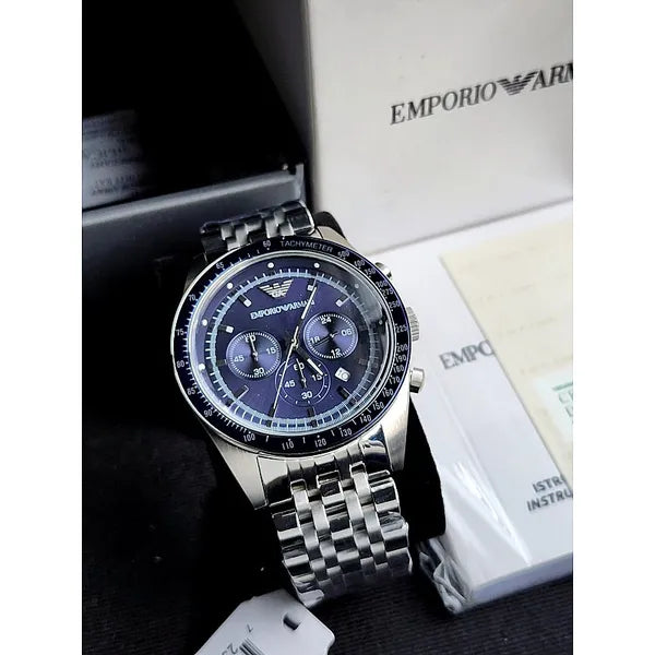 Emporio Armani Sportivo férfi karóra 46 mm kronográf kék számlap acél