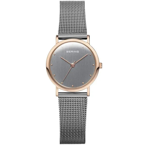 Női karóra Bering Classic 26 mm rozéarany tok, szürke Milánói szíj, zafírüveg