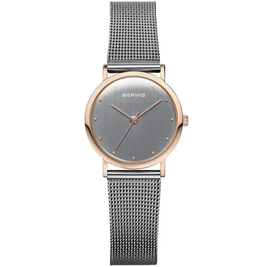 Női karóra Bering Classic 26 mm rozéarany tok, szürke Milánói szíj, zafírüveg