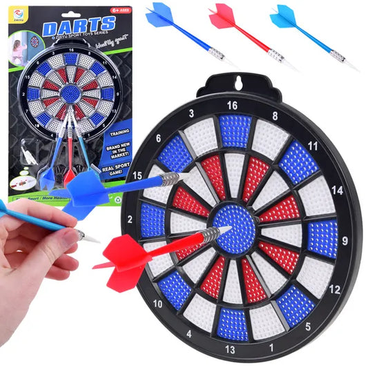 Műanyag darts tábla 18,5 cm átmérővel, 3 összecsukható nyíllal