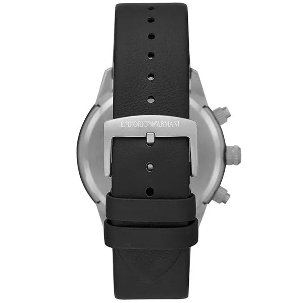 Emporio Armani AR11325 férfi kronográf karóra, fekete bőr szíj, 43 mm