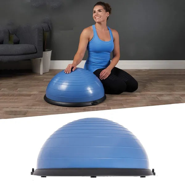 BOSU egyensúlyozó labda 57 cm kék, gumiszalagokkal, 200 kg teherbírás