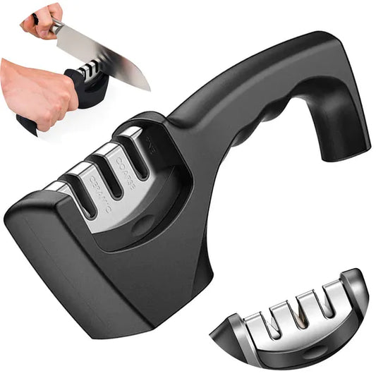 3 fázisú kézi késélező, csúszásgátló talp, ergonomikus, 20×7,5 cm