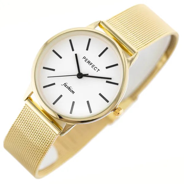 Perfect F205 női kvarc karóra, arany színű fém szíj, 32 mm, ajándékdobozzal