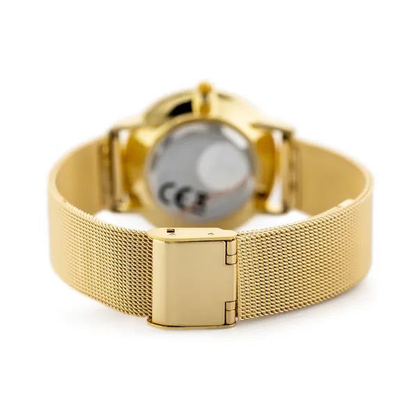 Perfect F205 női kvarc karóra, arany színű fém szíj, 32 mm, ajándékdobozzal