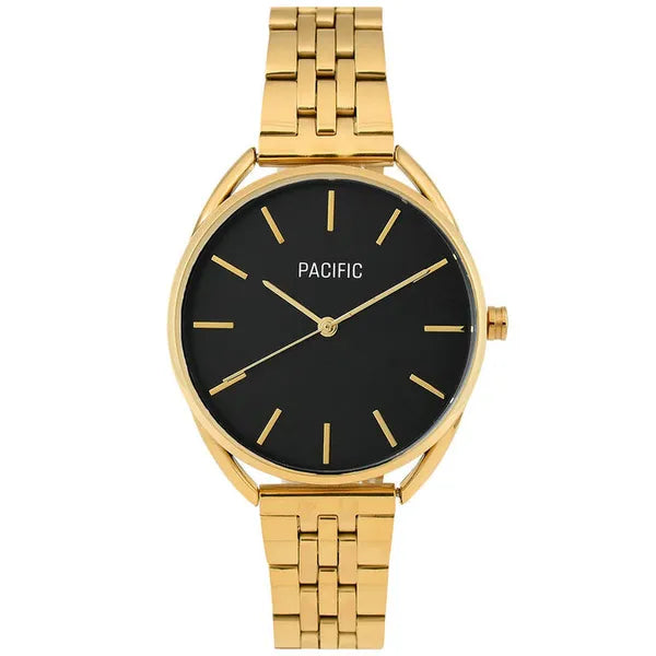 Pacific X6204 férfi karóra, aranyszínű fém szíj, fekete számlap, 36 mm