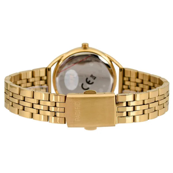 Pacific X6204 férfi karóra, aranyszínű fém szíj, fekete számlap, 36 mm