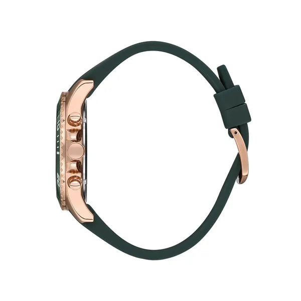 Férfi karóra 47 mm, sötétzöld számlap & szilikon szíj, WR50, dátum