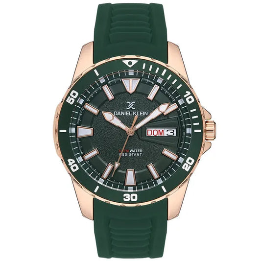 Daniel Klein férfi karóra, 48 mm, zöld szilikon szíj, WR50, díszdoboz