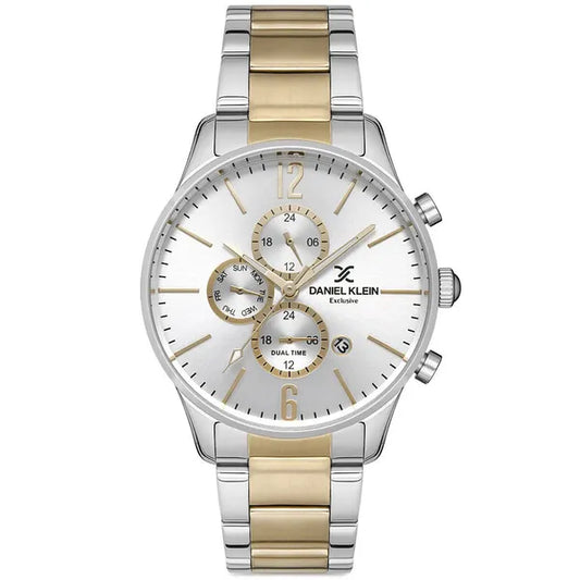 Férfi karóra 44 mm Miyota kvarc, ezüst-arany rozsdamentes acél, WR50