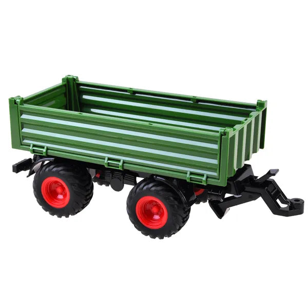 Piros távirányítós traktor zöld pótkocsival