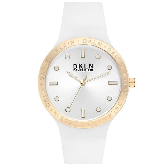 Daniel Klein női karóra, fehér szilikon szíj, 36 mm, díszdobozzal