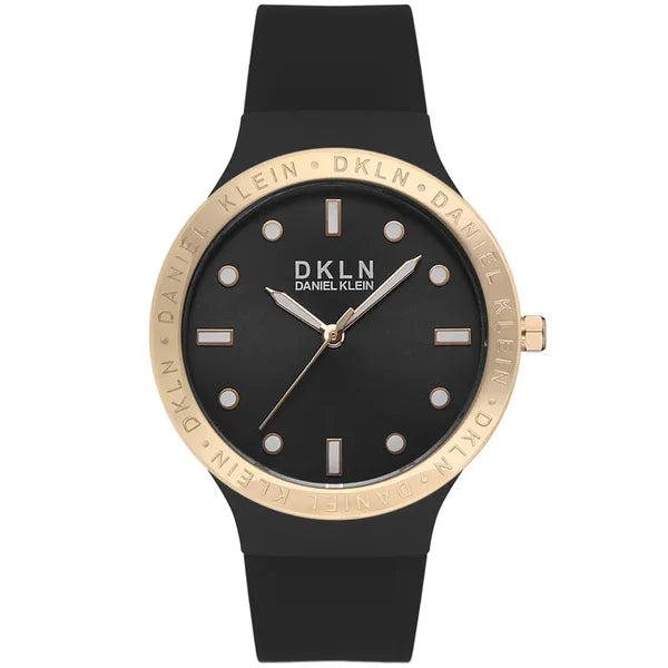 Daniel Klein női karóra, 36 mm, fekete-arany, szilikon szíj