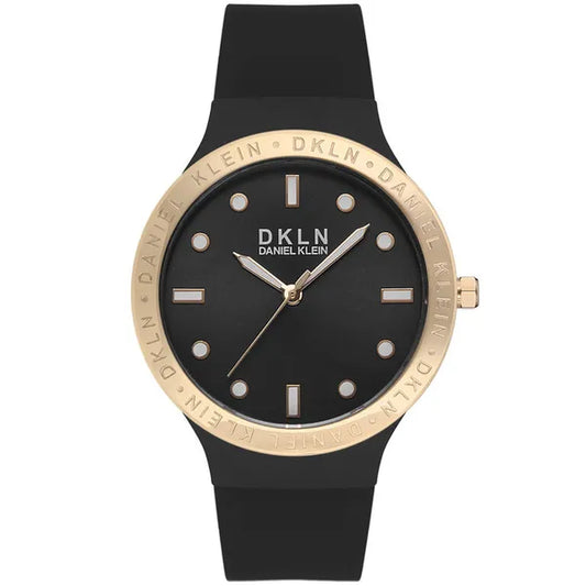 Daniel Klein női karóra, 36 mm, fekete-arany, szilikon szíj