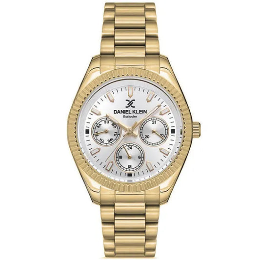 Daniel Klein női arany fém szíjas kvarc karóra, 34 mm, dátumkijelzővel