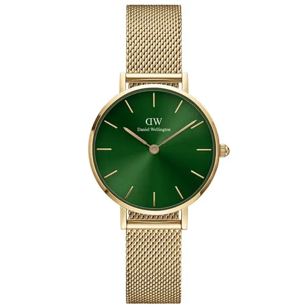 Daniel Wellington Petite Emerald női karóra 28 mm, zöld számlap és arany szíj