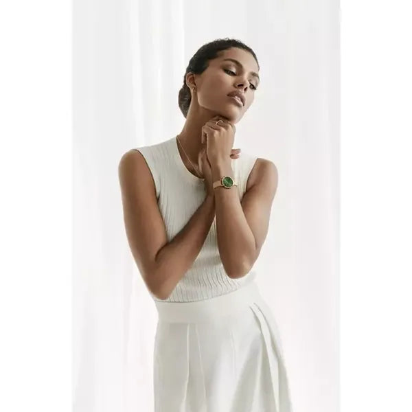 Daniel Wellington Petite Emerald női karóra 28 mm, zöld számlap és arany szíj