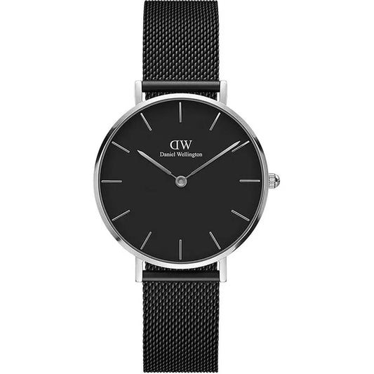 Daniel Wellington női karóra, Petite 32 mm, ezüst tok, fekete számlap