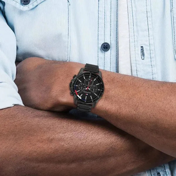 Tommy Hilfiger Mason férfi karóra, fekete rozsdamentes acél, 45 mm