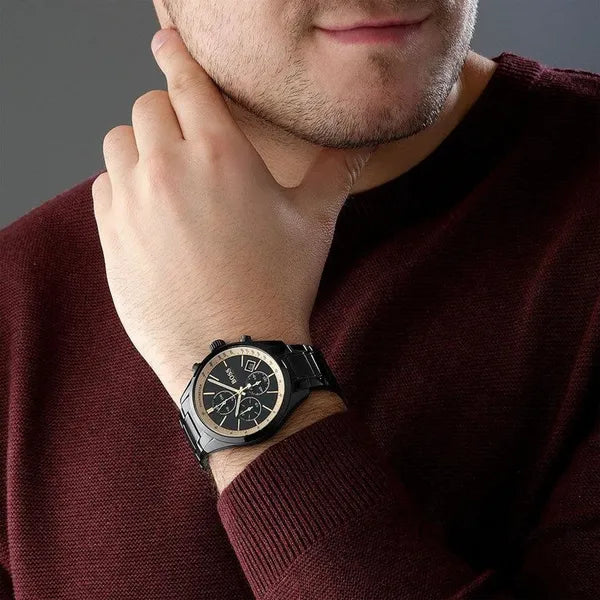 Hugo Boss Grand Prix 1513578 férfi karóra, fekete acél, kronográf
