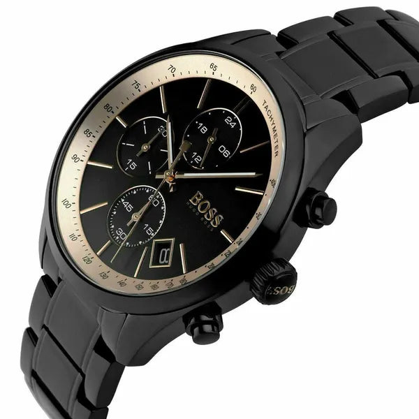 Hugo Boss Grand Prix 1513578 férfi karóra, fekete acél, kronográf