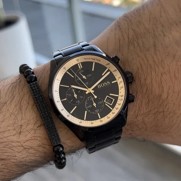 Hugo Boss Grand Prix 1513578 férfi karóra, fekete acél, kronográf