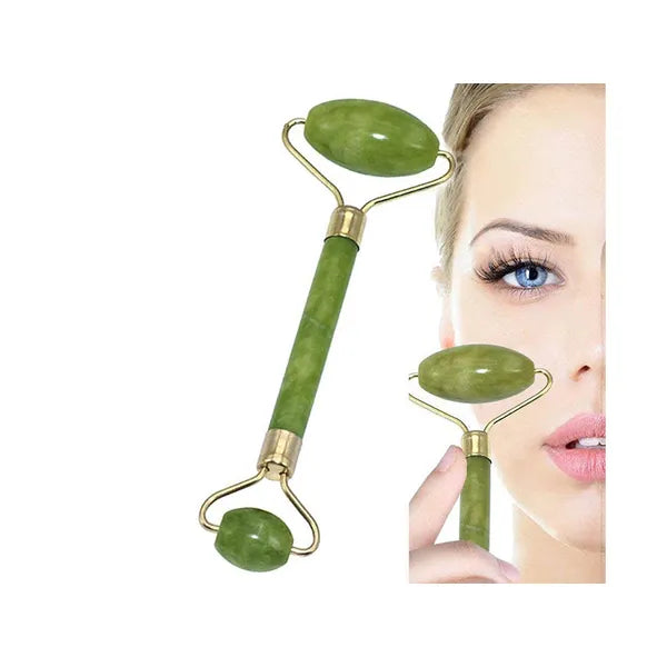 Jáde arcmasszírozó roller természetes kőből, dupla fej, 14 cm
