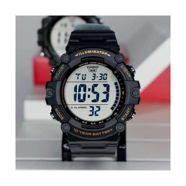 Casio AE-1500WHX-1A férfi digitális karóra, WR100, LED, zöld számlap