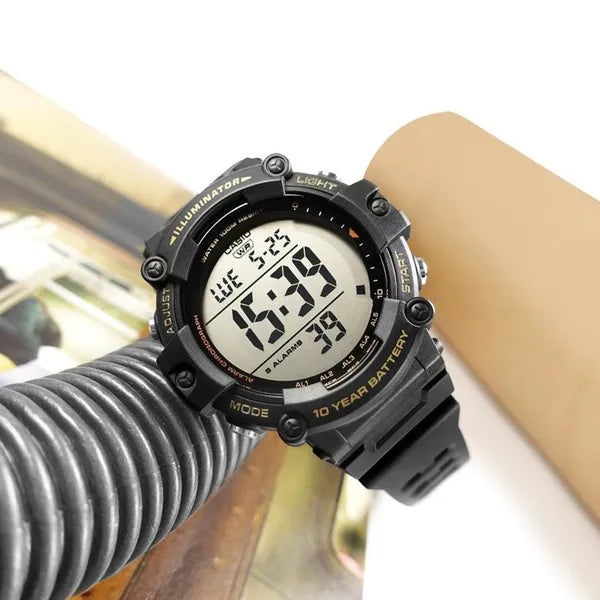Casio AE-1500WHX-1A férfi digitális karóra, WR100, LED, zöld számlap