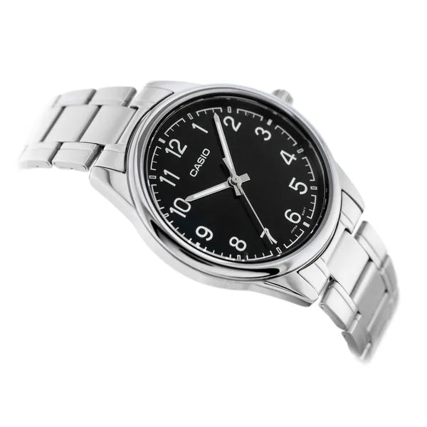 Casio férfi karóra, ezüst acél szíj, fekete számlap, WR30, 40 mm